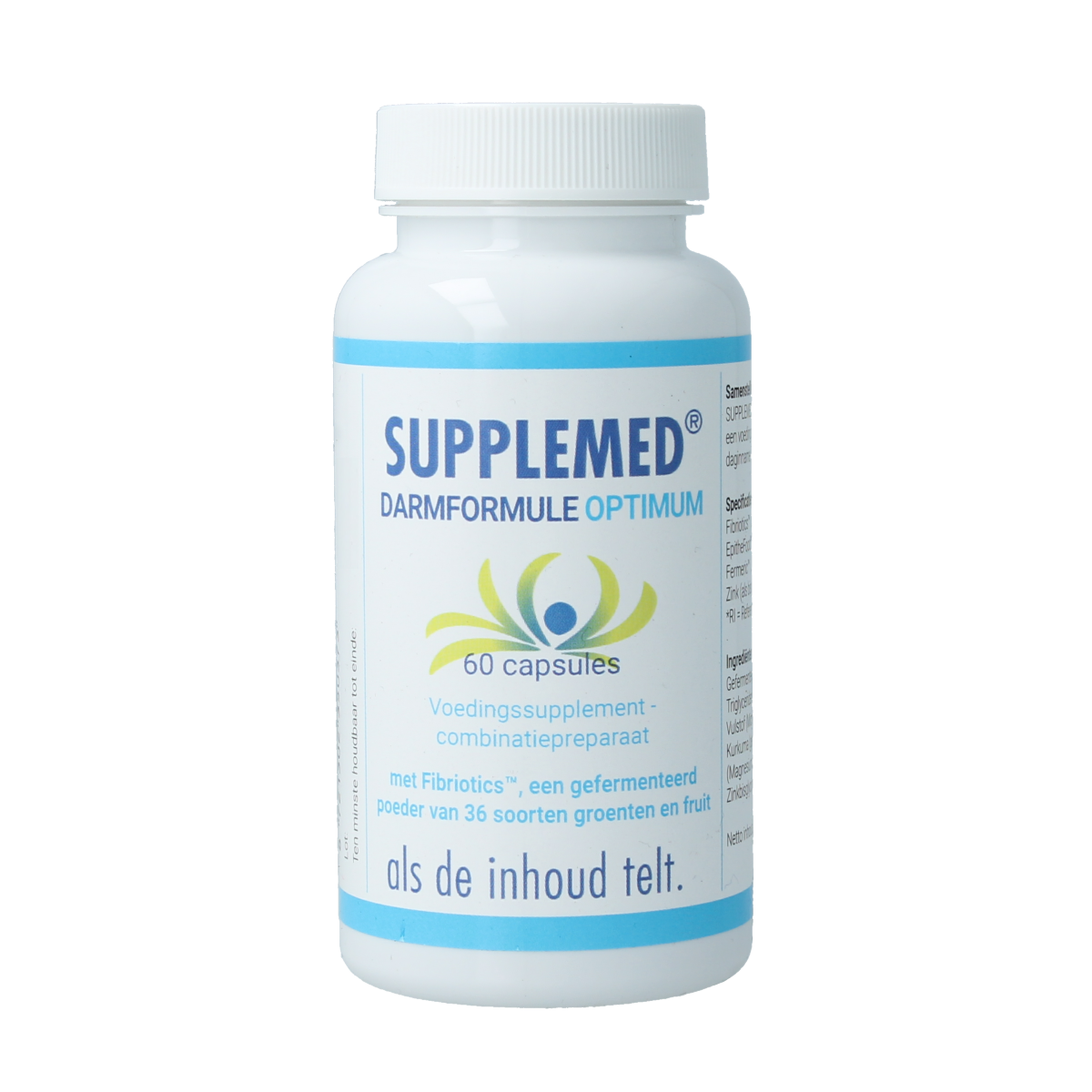 Supplemed Darmformule Optimum capsules, herbal supplement for digestive health, in a bottle with 60 capsules.