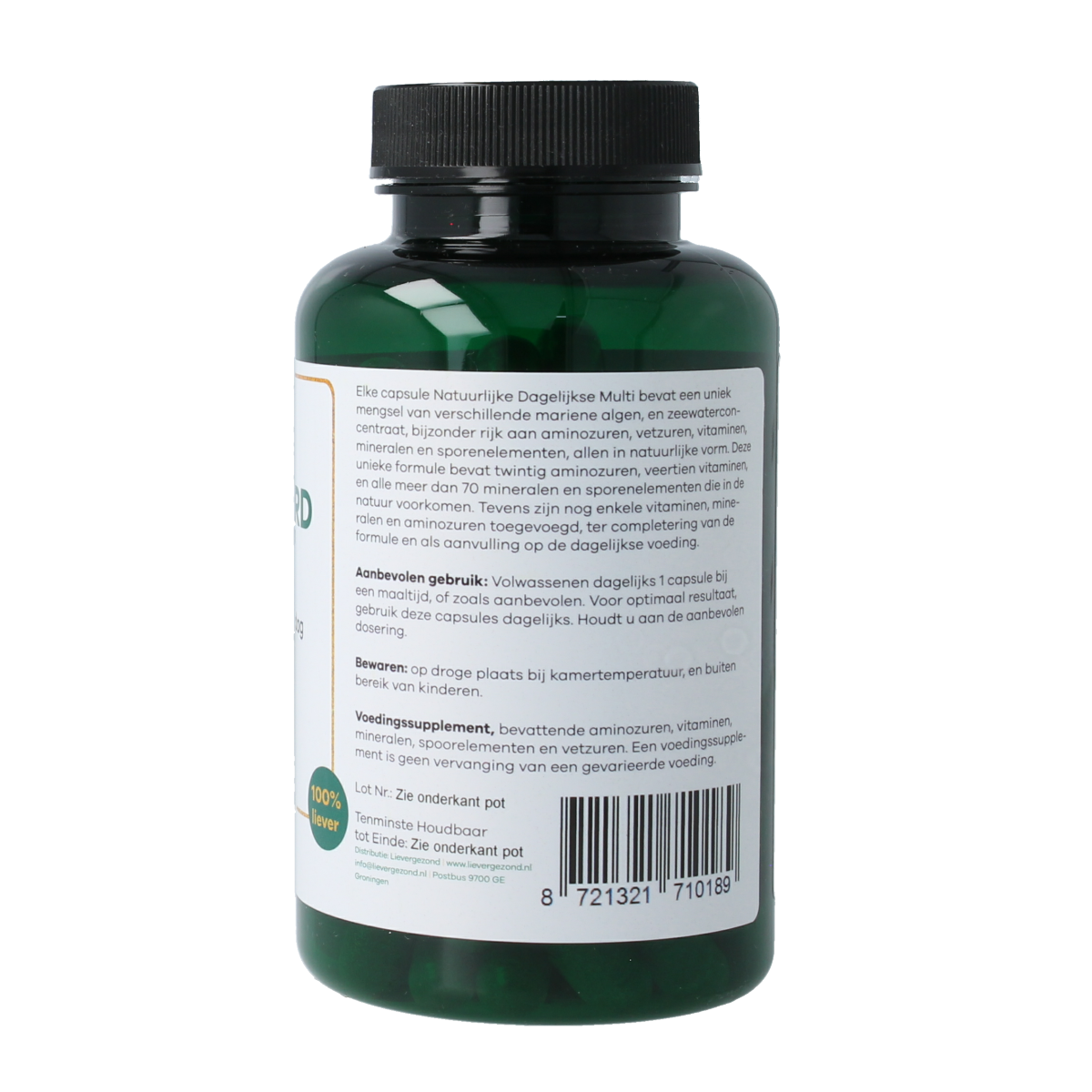 Liever Gezond Natural daily multi-cell guard vegetarian capsules, vitamin multi supplement in a bottle.