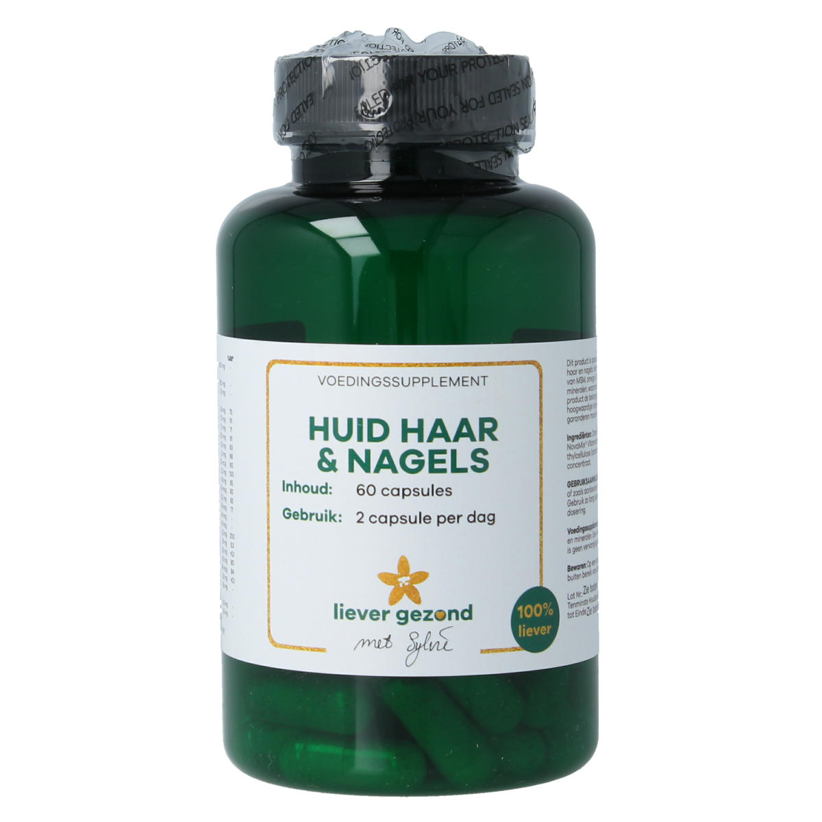 Liever Gezond Haar, Huid en Nagels vegetarische capsules, dietary supplement for healthy hair, skin, and nails.