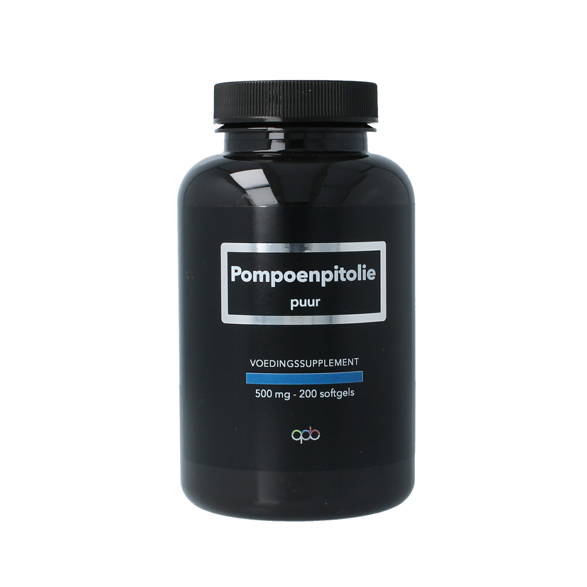 APB Holland pure pumpkin seed oil softgels, 500mg, in a bottle, showing the softgel capsules.