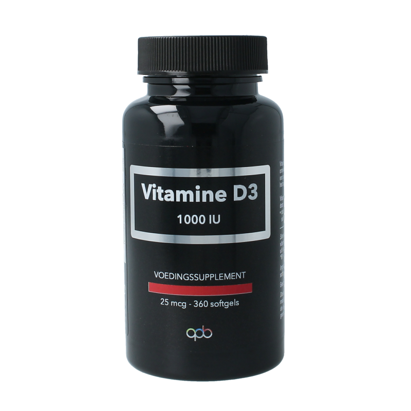 APB Holland Vitamine D3 1000IU softgel bottle, dietary supplement with 360 softgels for immune support and bone health