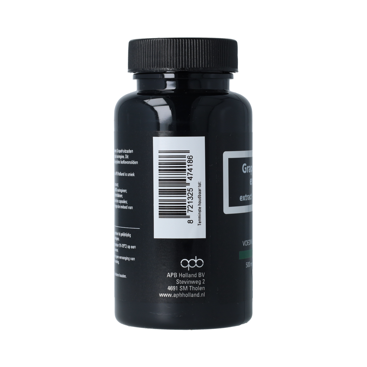 APB Holland Kruidenpreparaten bottle of grapefruit extract capsules, 500mg, 90 capsules, natural herbal supplement.