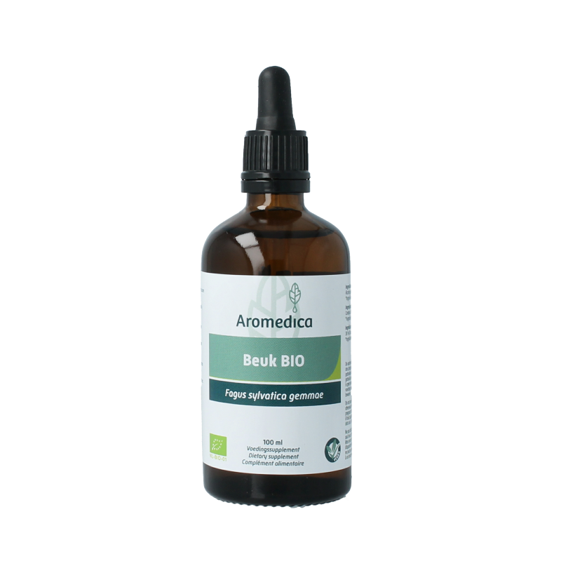 Aromedica Beuk gemmo tinctuur in 100ml bottle, herbal preparation with Fagus sylvatica, natural bio herbal remedy.