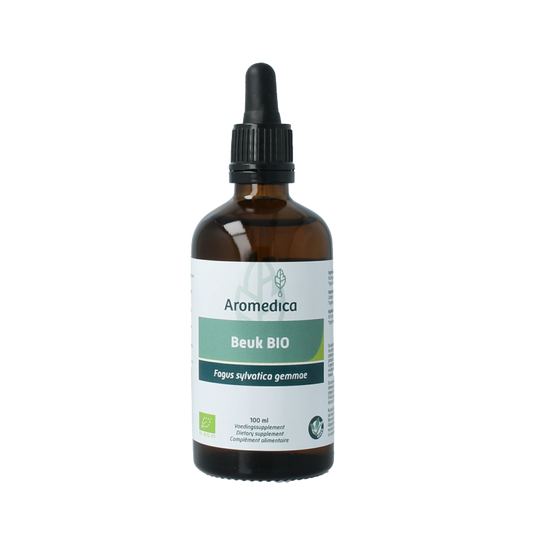 Aromedica Beuk gemmo tinctuur in 100ml bottle, herbal preparation with Fagus sylvatica, natural bio herbal remedy.