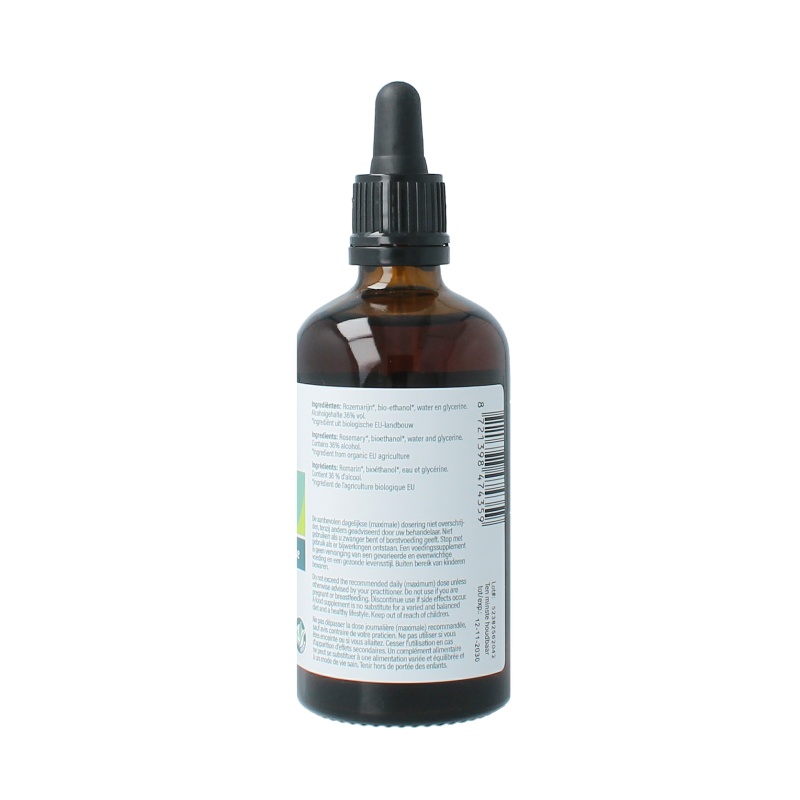 Aromedica Rozemarijn gemmo tinc, organic rosemary herbal extract in 100ml bottle, natural herbal preparation for wellness.