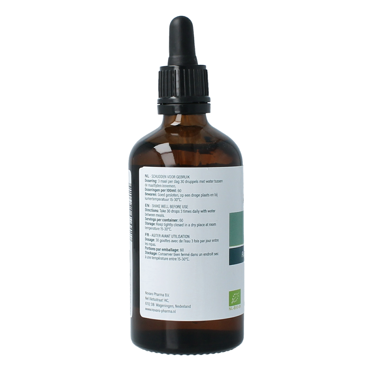 Aromedica Vijg gemmo tinctuur Ficus carica bio herbal supplement in a 100ml dark glass bottle with dropper cap