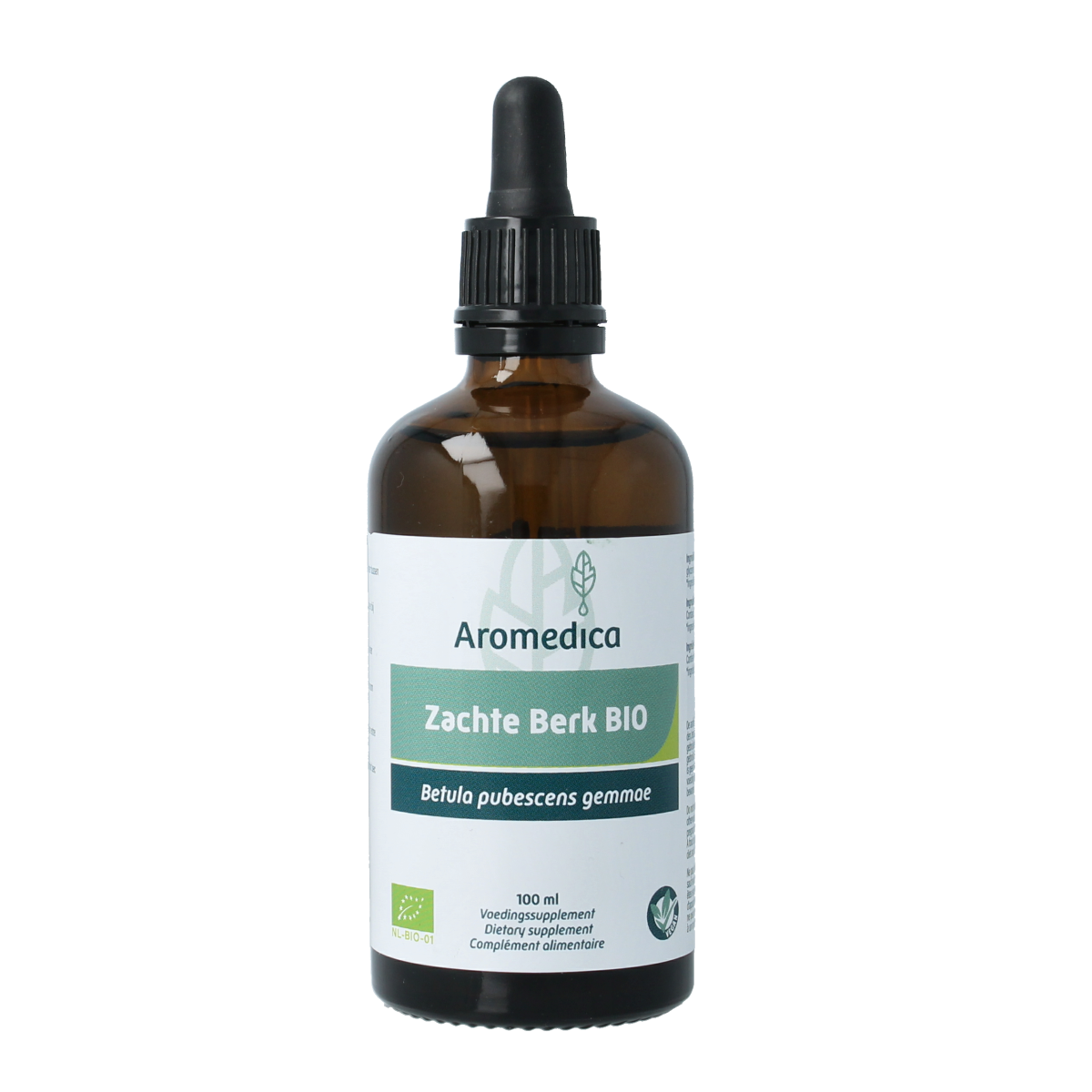 Aromedica Zachte Berk gemmo tinctuur in 100ml bottle, herbal preparation made from organic Betula pubescens, natural herbal remedy.