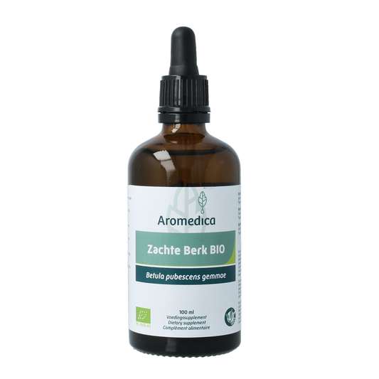 Aromedica Zachte Berk gemmo tinctuur in 100ml bottle, herbal preparation made from organic Betula pubescens, natural herbal remedy.