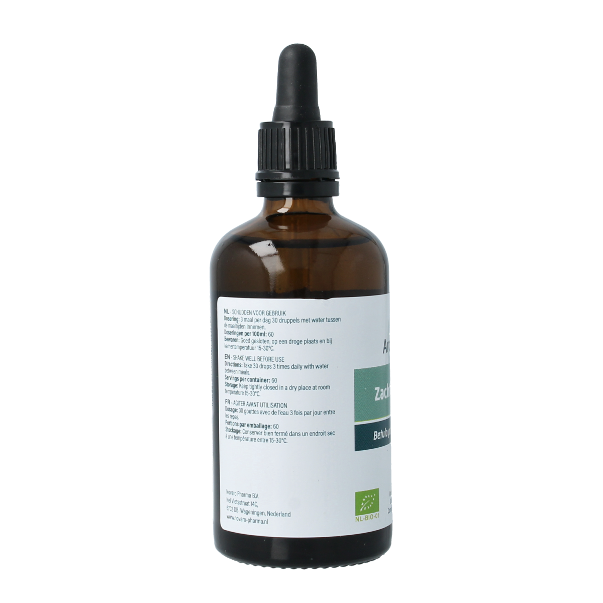 Aromedica Zachte Berk gemmo tinctuur in 100ml bottle, organic Betula pubescens herbal remedy for natural health support.