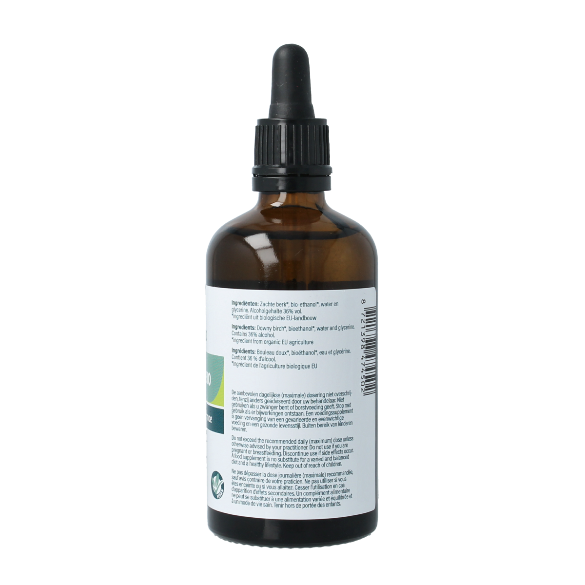 Aromedica Zachte Berk gemmo tinctuur in 100ml bottle, organic Betula pubescens herbal remedy for natural health support.