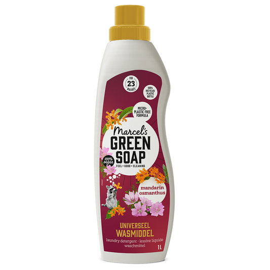 Marcel's Green Soap Mandarin & Osmanthus laundry detergent bottle, 1000ml, for fresh and clean clothes.