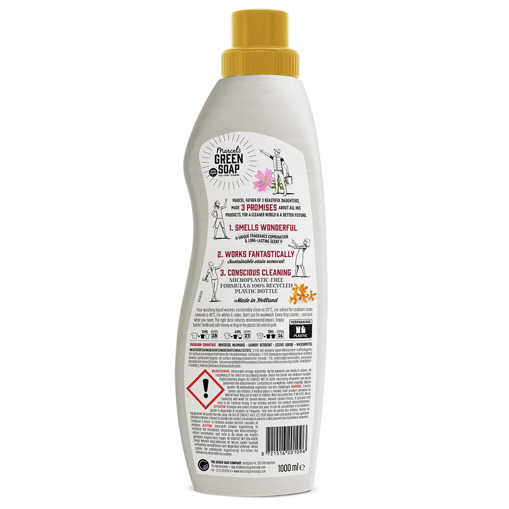 Marcel's Green Soap Mandarin & Osmanthus laundry detergent bottle, 1000ml, natural cleaning Wasmiddelen.