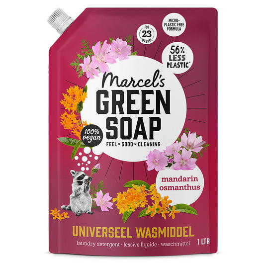 Marcel's Green Soap Mandarin & Osmanthus laundry refill bottle, 1000ml, eco-friendly liquid detergent for fresh, clean clothes
