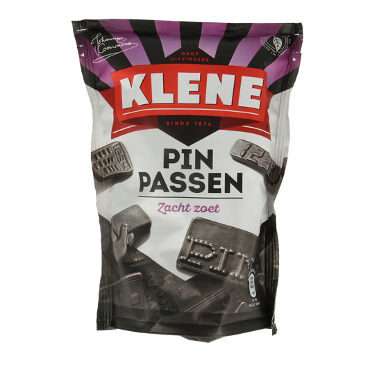 Klene Pinpassen snoepgoed in 210g bag with colorful, assorted candies and sweet treats.