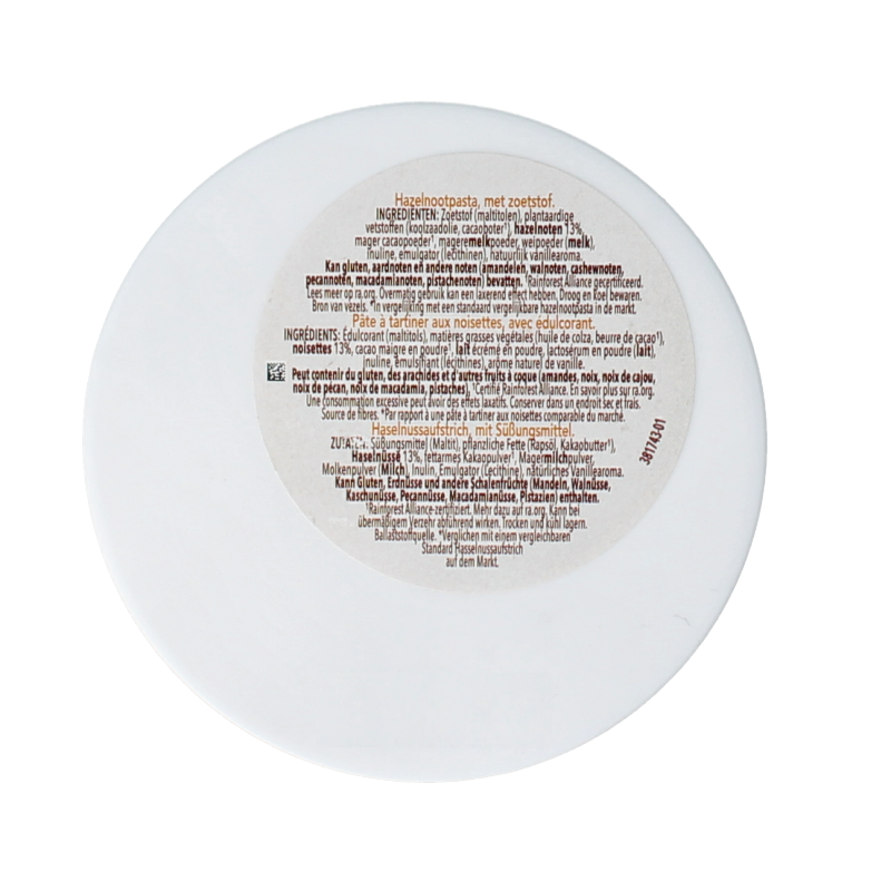 Cereal hazelnootpasta suikervrij spread on bread, 200 grams, natural hazelnut flavor, no added sugar, Cereal brand.