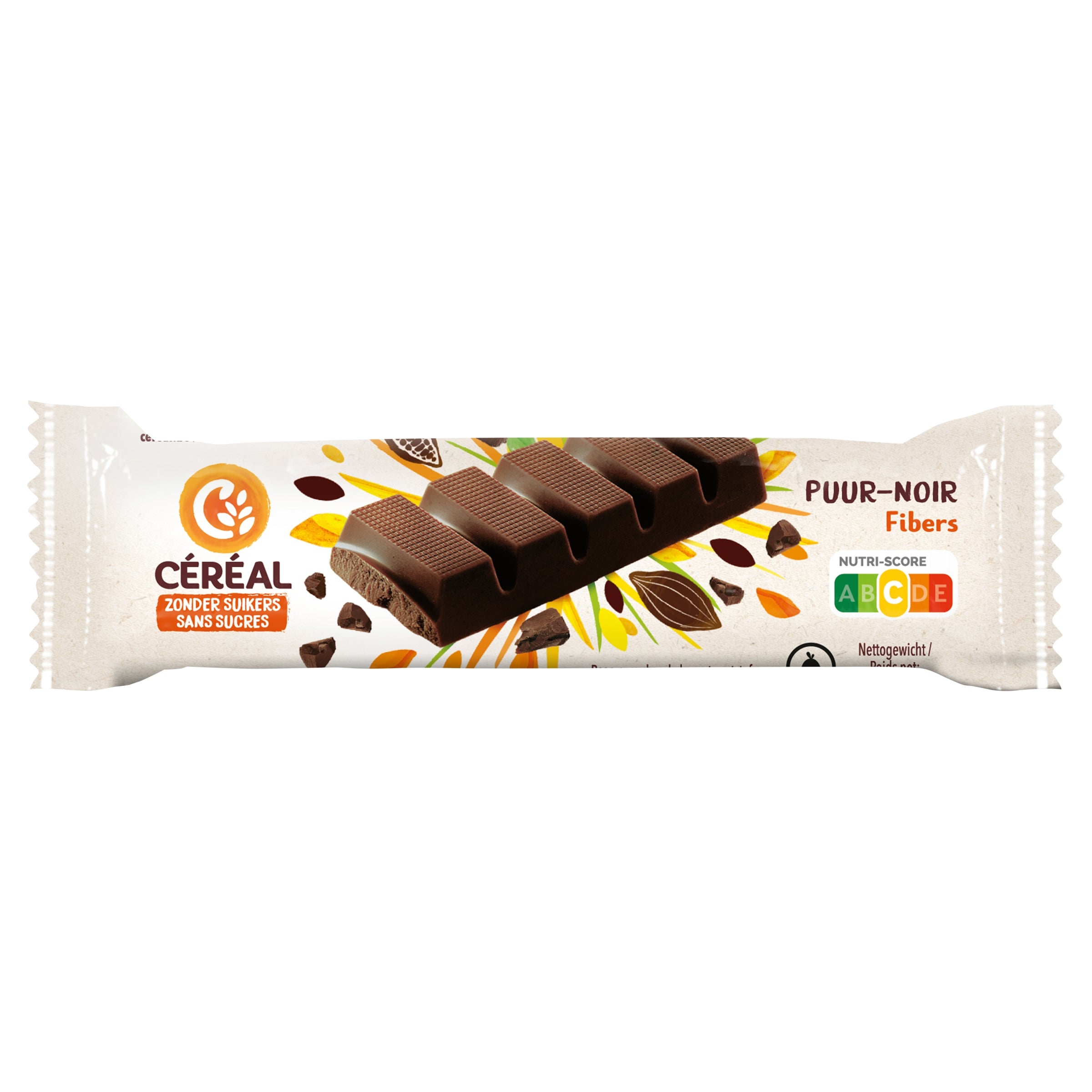 Cereal Reep puur maltitol snack bar, 42 grams, showing the chocolate-coated cereal bar with branding and packaging visible.