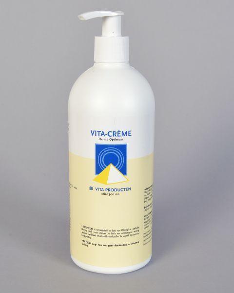 Vita Creme 500ml body care bottle with white cap and label, showcasing the Vita brand and product details.