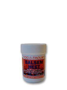 Toco Tholin Balsem heet 35ml, spier- en gewrichtsverzorging, orange-colored balm jar with label and screw cap.