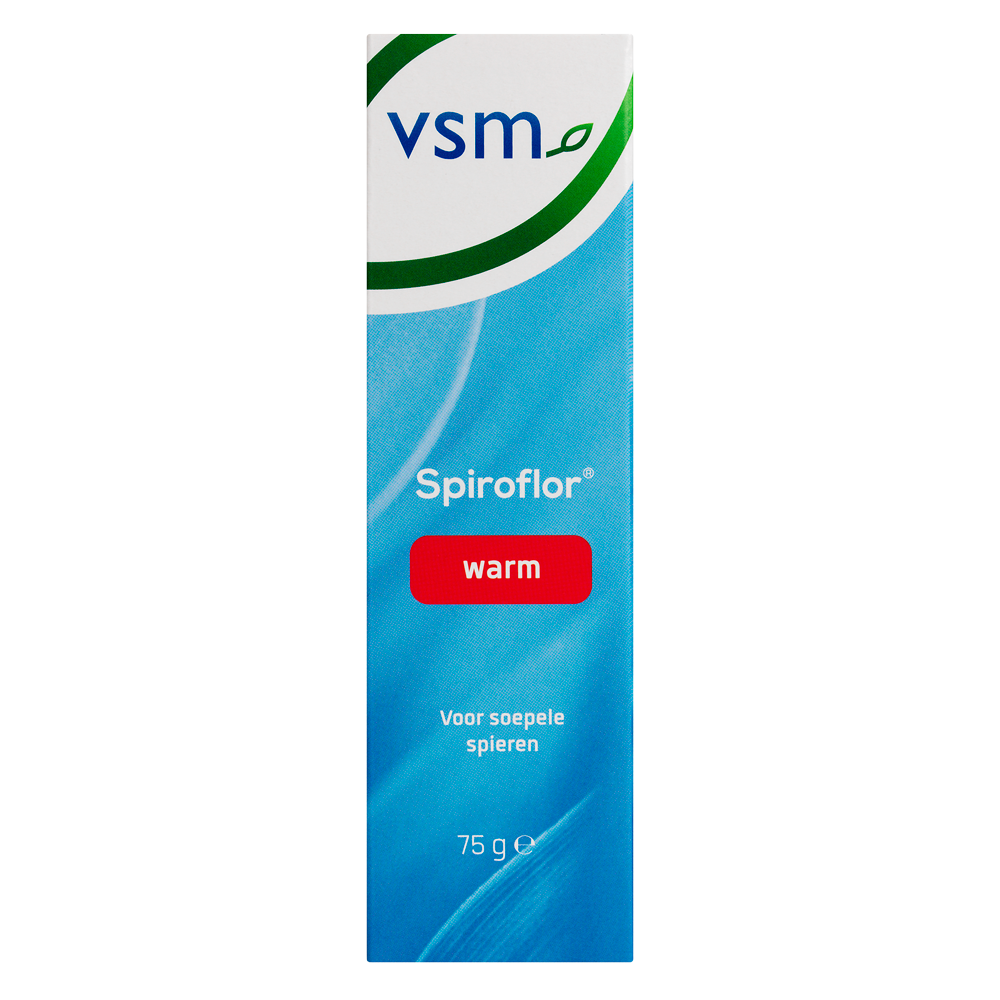 VSM Spiroflor gel warm for muscle and joint care, 75g, with visible gel texture in a tube.
