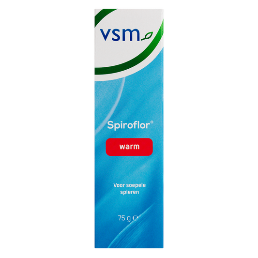 VSM Spiroflor gel warm for muscle and joint care, 75g, with visible gel texture in a tube.