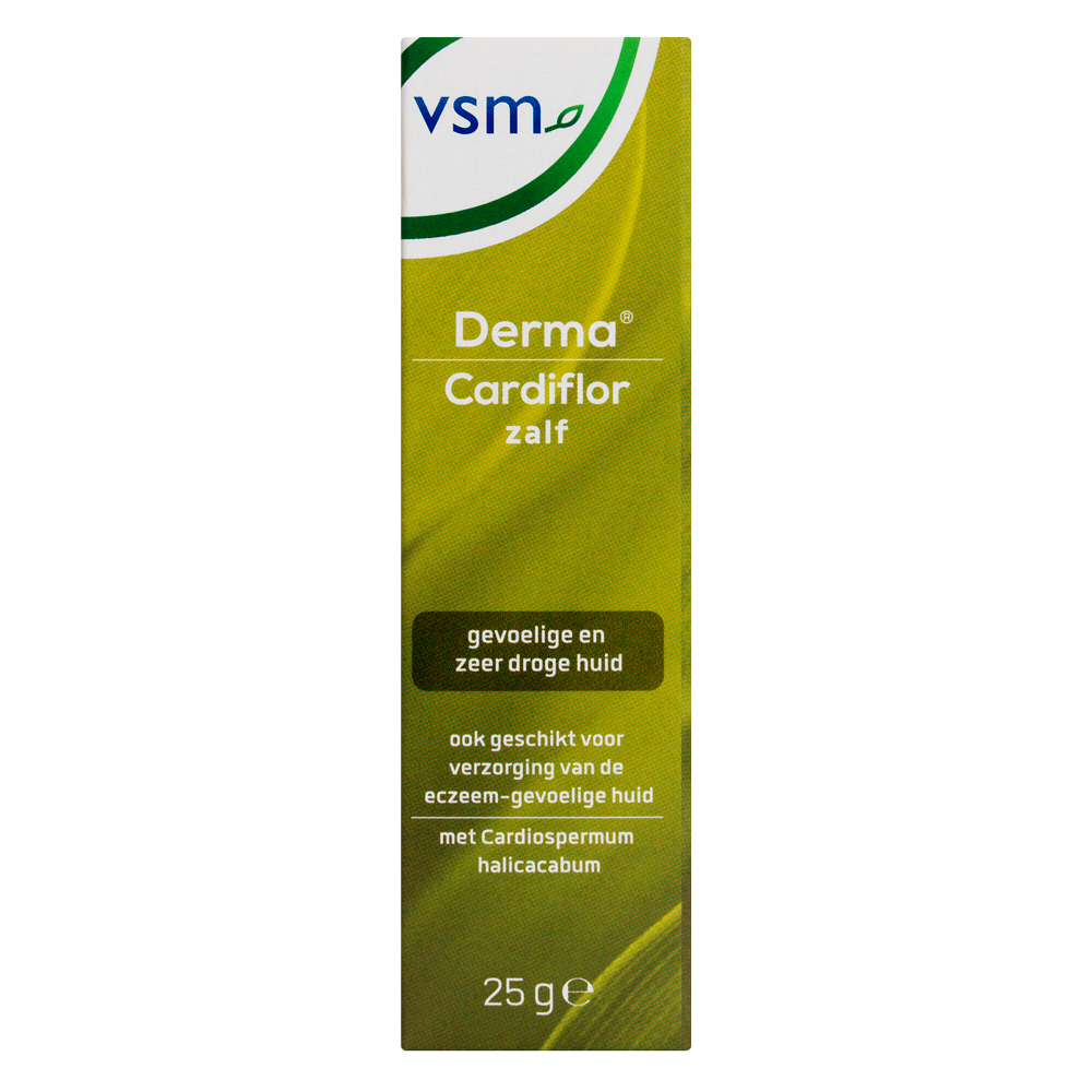 VSM Cardiflor derma zalf in 25g tube, soothing body care product for skin nourishment and hydration.