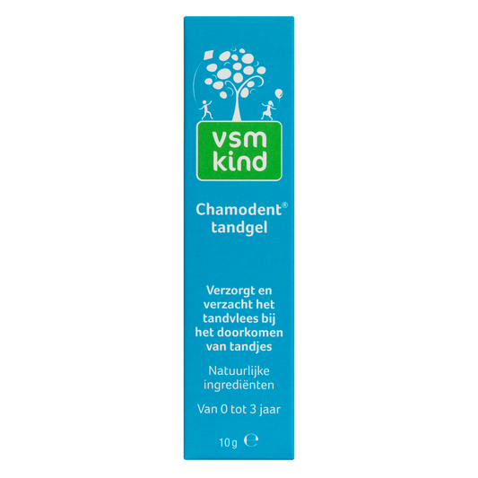 VSM Chamodent tandgel voor kinderen, 10 gram, mondhygiëne en poetscontrole, witte tandgel in tube.