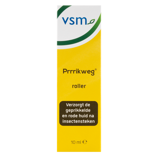 VSM Prrrikweg roller tube for Steken en Beten, 10ml, with applicator tip and label on the tube.