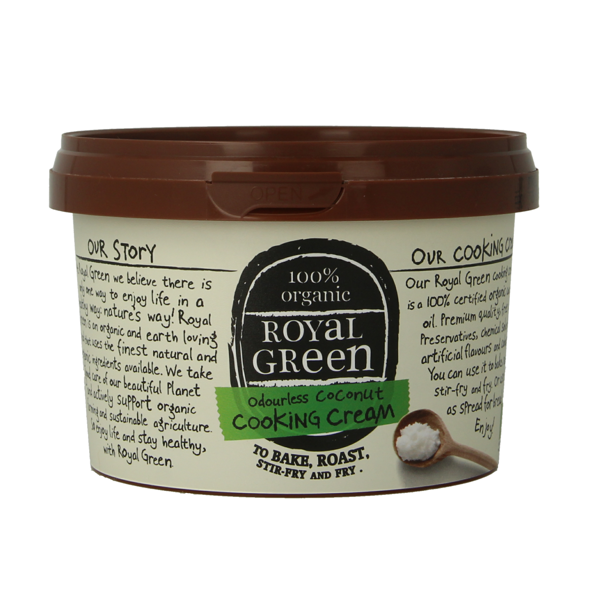 Royal Green Kokos cooking cream odourless bio in 500ml bottle, natural coconut-based cooking oil for healthy recipes
