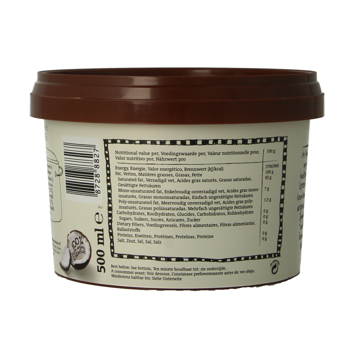 Royal Green Kokos cooking cream odourless bio in 500ml bottle, natural coconut-based oil and fat for cooking and baking.