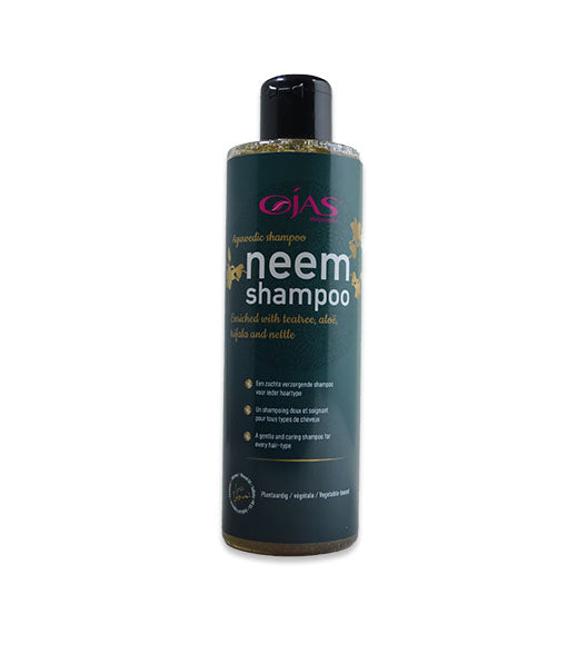 Ojas Neem shampoo bottle, 250ml, hair care product with natural neem extract for healthy scalp and hair.