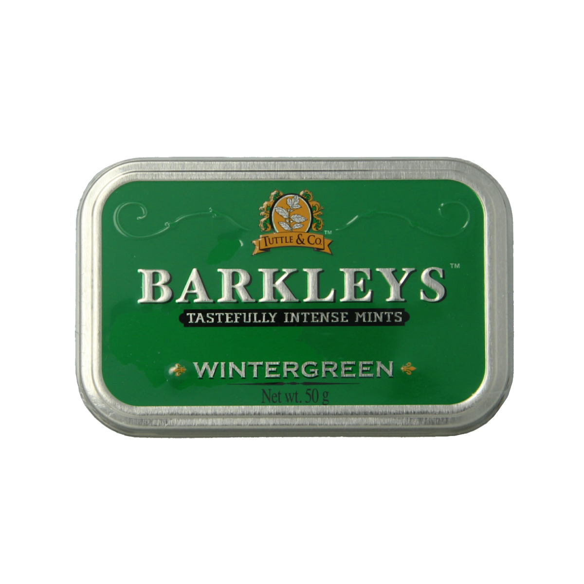 Barkleys Classic Mints Wintergreen candy pack, 50g, showing colorful mints in a clear wrapper with wintergreen flavor branding.