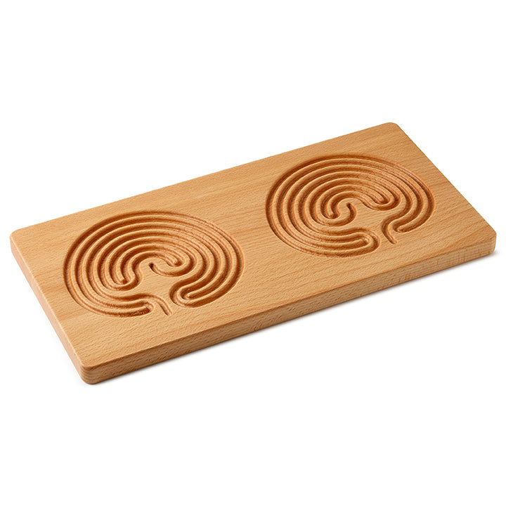 Therapeutenwinkel dubbel houten vingerlabyrint, spiritualiteit, hand-held labyrinth for meditation and relaxation, 1 piece.