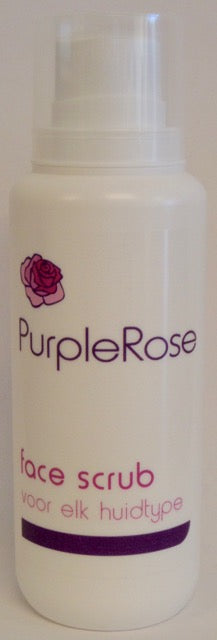 Volatile Purple Rose Face Scrub 200ml jar with lavender and rose ingredients, creamy texture, and purple floral design.