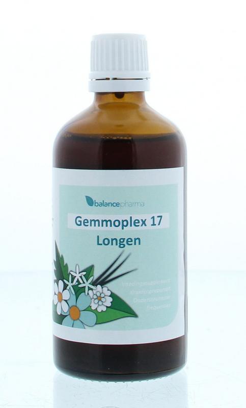 Balancepharma Gemmoplex Longen herbal supplement bottle, 100ml, in a clear plastic container with label and cap.