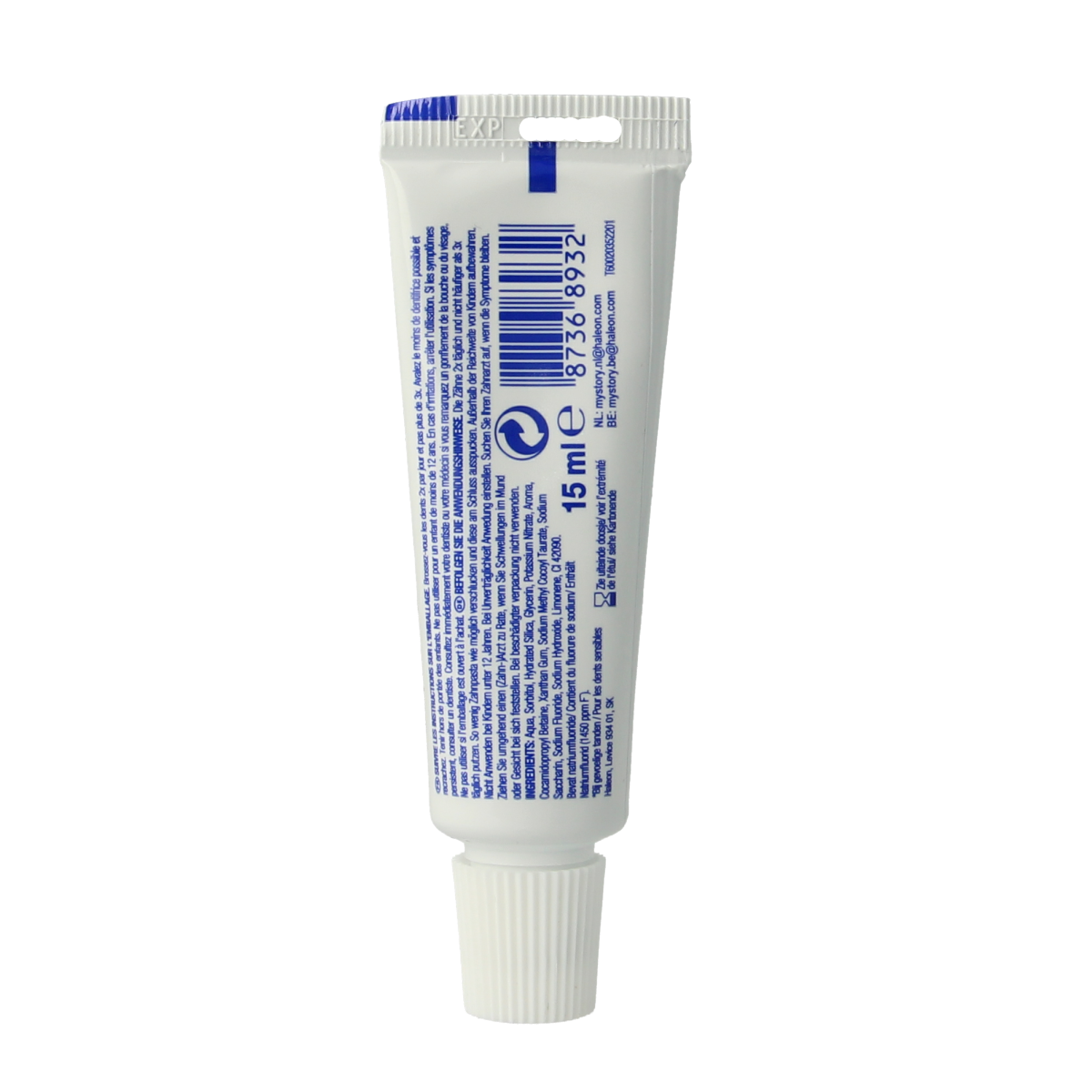 Sensodyne extra fresh gel toothpaste mini tube, 15ml, designed for sensitive teeth, with a refreshing flavor.