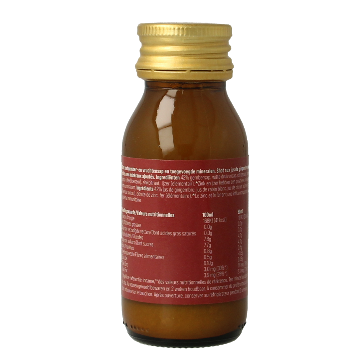 G'nger Shot ginger fruit juice immunity drink in 60ml bottle, natural ginger and fruit ingredients, healthy beverage option.