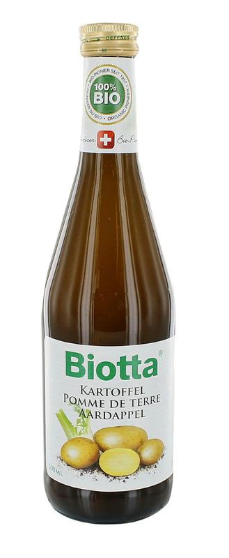 Biotta organic potato juice in a 500ml bottle, natural and fresh, shown in the image.