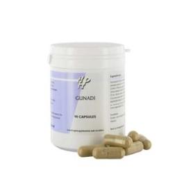 Holisan Gunadi 90 capsules, herbal supplement in a white bottle with a white cap, labeled with product details.