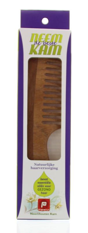 Holisan neem wooden hairbrush with a coarse bristle design, ideal for hair care, featuring a natural wooden handvat.