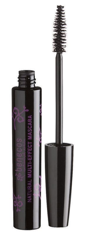 Benecos Natural Beauty mascara in black, 8ml tube, showcasing a sleek makeup product designed for multi-effect natural lash enhancement.