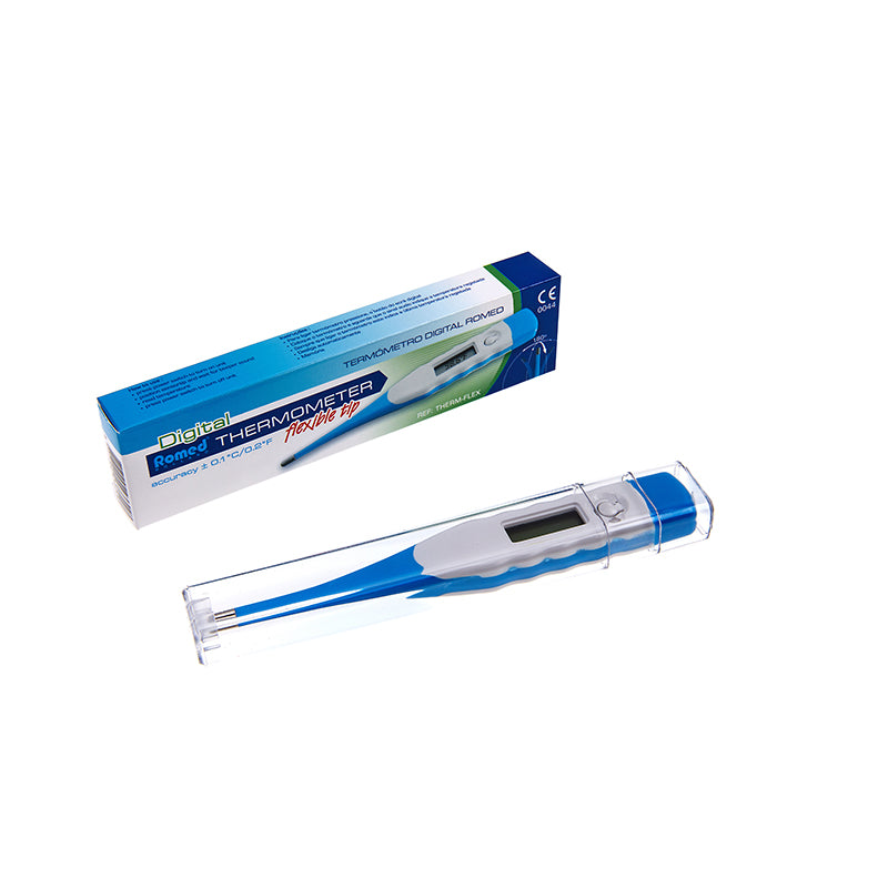 Romed Koortsthermometer with flexible tip, digital thermometer for accurate body temperature measurement, one piece.