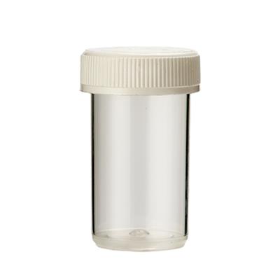 Transparent Spruyt Hillen 15ml tablet flask with dropper, shown in a close-up view for packaging purposes.