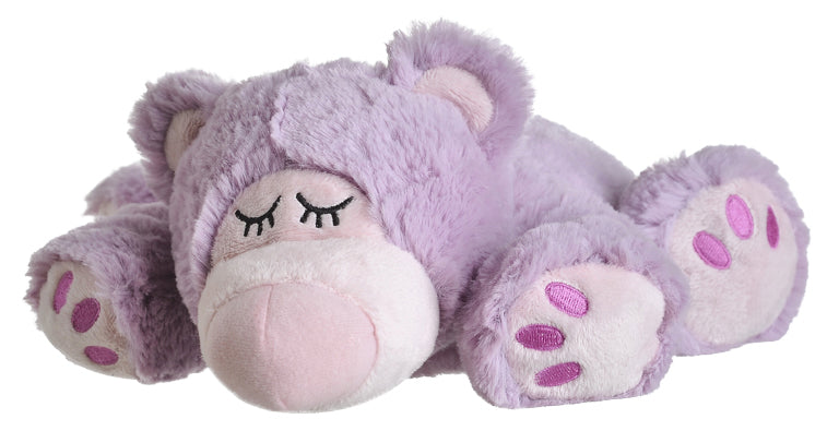 Warmies Sleepy Bear lila plush toy, soft and cuddly stuffed animal from Warmies, perfect for comfort and play.