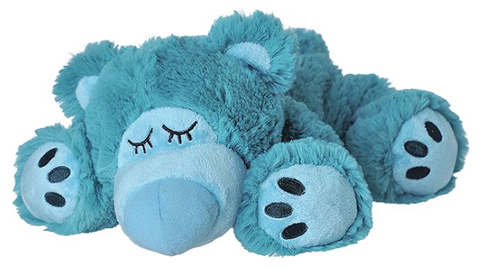 Turquoise Warmies Sleepy Bear plush toy from Warmies, a soft stuffed animal and comforting companion for children.