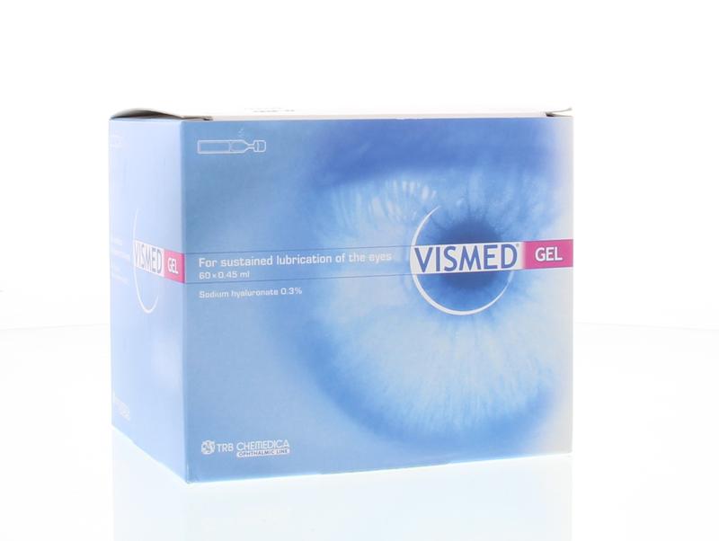 Vismed Ooggel 0.3% eye drops, 0.45ml vials, 60-pack, eye care product for dry or irritated eyes, by Vismed