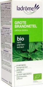Ladrome Utrica dioica organic nettle tincture in 50ml bottle, herbal supplement for natural health and wellness.