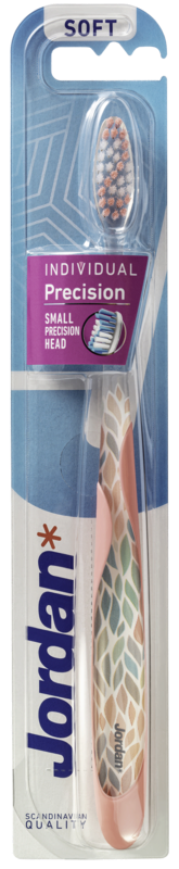 Jordan Tandenborstel reach soft toothbrush with 1.00 head, featuring ergonomic handle and soft bristles for gentle oral cleaning.
