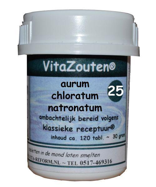 Vitazouten Aurum mineral supplement bottle with 120 tablets, natural chlorinated natronatum formula, in white packaging
