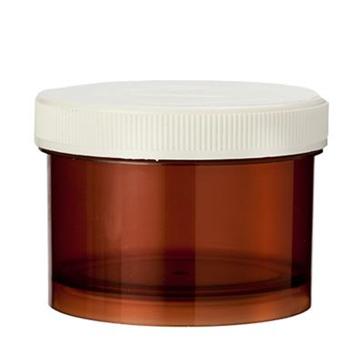 Brown Spruyt Hillen 75ml tablet flask with cap, packaging material for storing tablets, shown in the image.