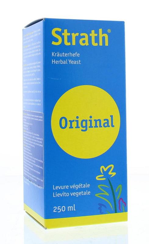 Bottle of Strath Elixer 250ml herbal remedy from Strath, featuring a white label and clear liquid inside.